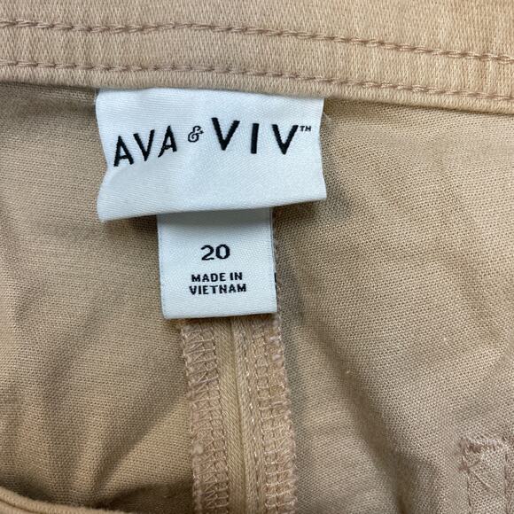 Ava & Viv Women's Plus High Rise Regular Fit Wide Leg Cargo Pants Tan Size 20 - Picture 5 of 6